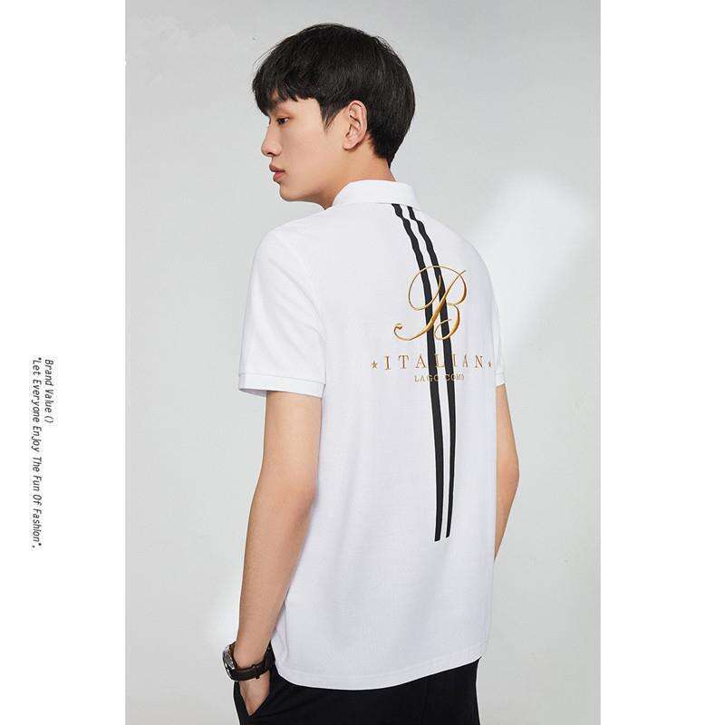 Men's Short-Sleeve Shirt, New Summer Style, Light Business Casual, Trendy Embroidered Fashion, Simple Turn-Down Collar Polo Shirt