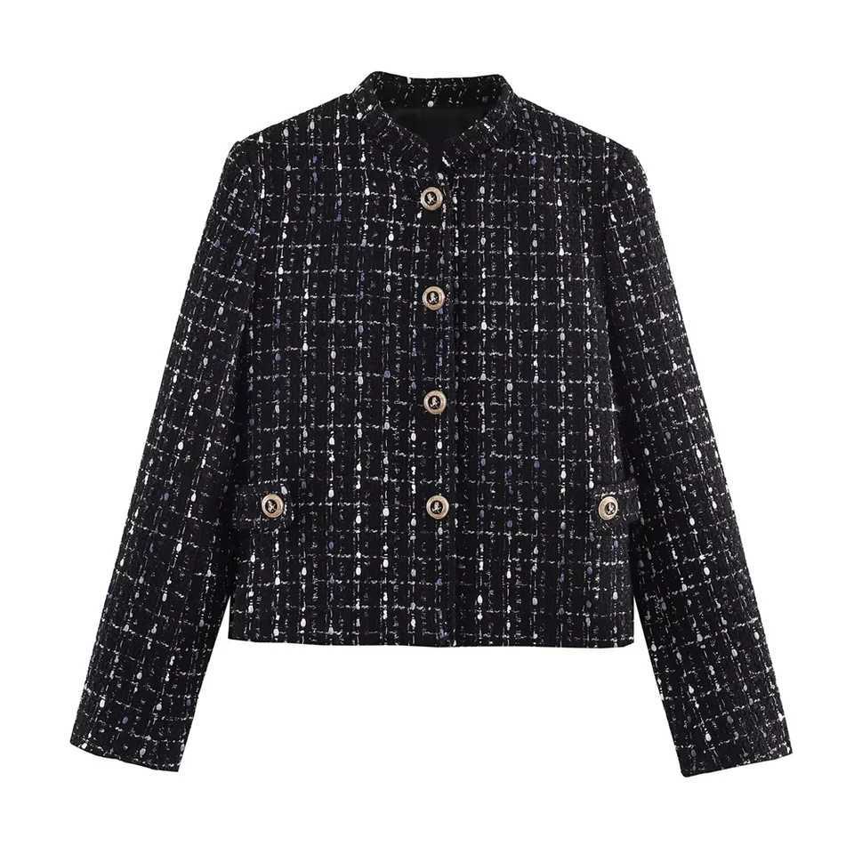 2026 New Womens Fashion Small Fragrant Style Coarse Hemp Metallic Thread Texture Suit Jacket CoatT260328