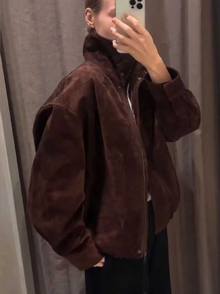 HH Female Autumn Fashion High Collar Zipper Pocket Design Long Sleeves Jackets Women Solid Casual Loose Street Style CoatsT260328