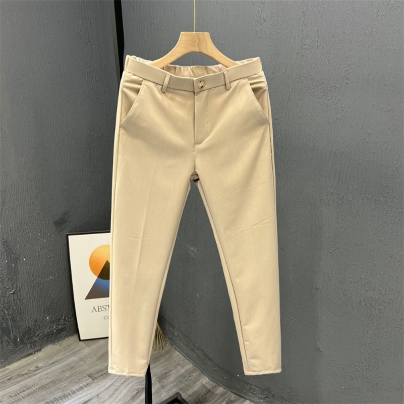 Mens Clothing Summer Fashion Business Casual All Match Suit Pants Formal Strecth Solid Straight Slim Trousers Pantalones Hombre 260327