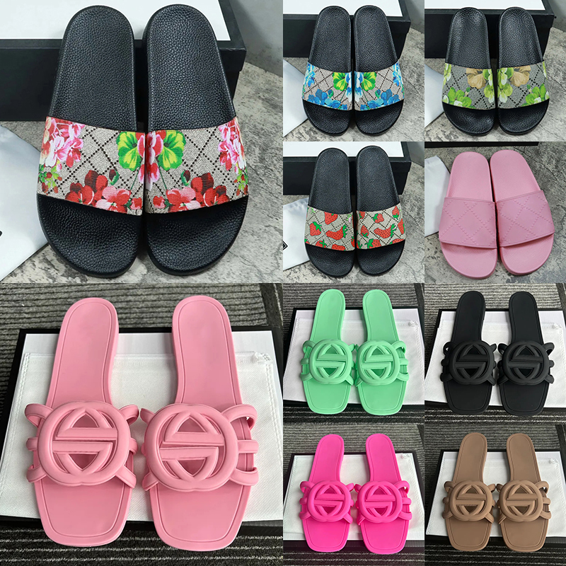 with box slides men women designer sandals luxury slippers stylish sliders pink flower black sandal summer slipper beach outdoor slide mens womens shoes