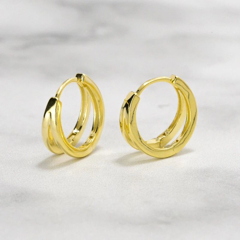 WANTME 925 Sterling Silver Simple Glossy Double Ear Buckle for Women Unique Charm Party Hoop Earrings Fine Jewelry Accessories 260323