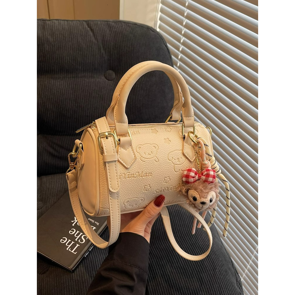 Embossed Handbag Boston for Women 2025 New Korean Fashion Versatile Crossbody High-end Pillow Bag
