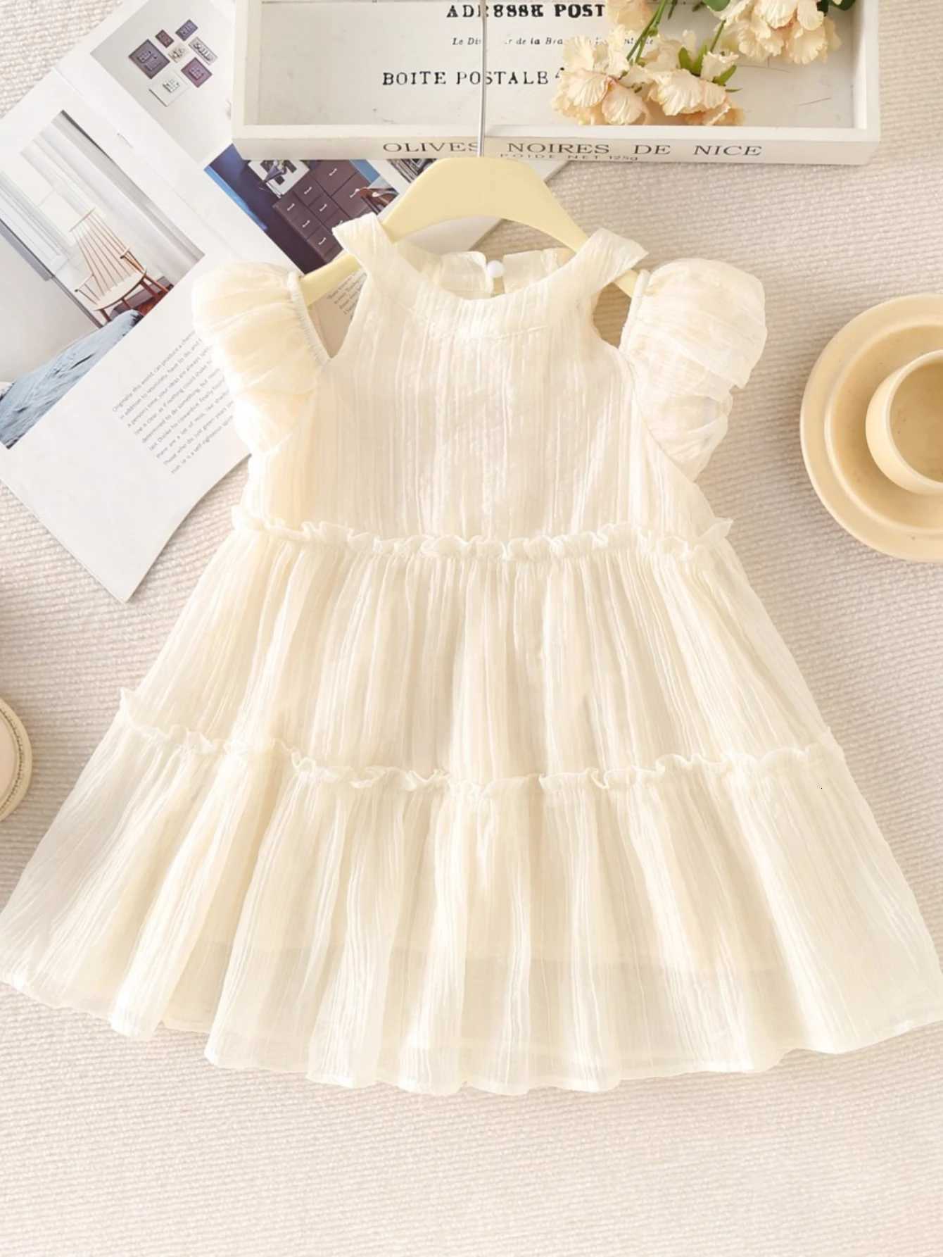 Girls Off Shoulder Dress Kids Birthday Party Princess Dress Tiered Ruffle Layered Gown for Little Girls Elegant Festive VestidosT260330