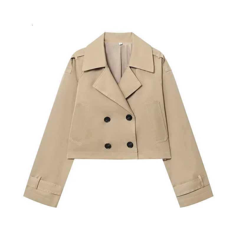 MUJER 2026 Cropped Jacket Women Windbreaker Double Breasted Womens Coats Streetwear Winter Coats for Women Short Womens JacketsT260328