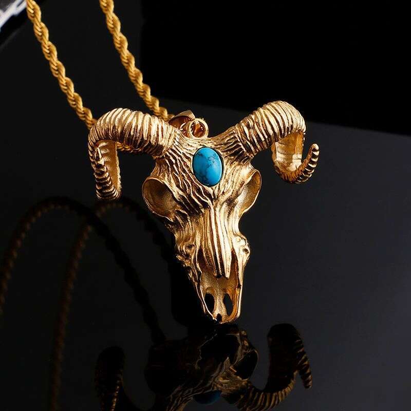 Punk For Men, Trendy Fashion Brand, Popular In Europe And America, Unique Retro Style, Cow Head Men's Titanium Steel Pendant Necklace