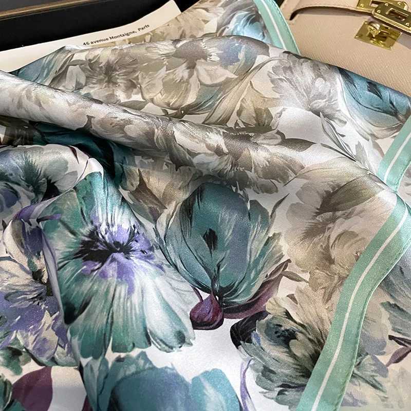 2024 100 Real Silk Square Scarf Women Horse Print Neckerchief Female Luxury Shawl Hijab Bandana Headband Z260330