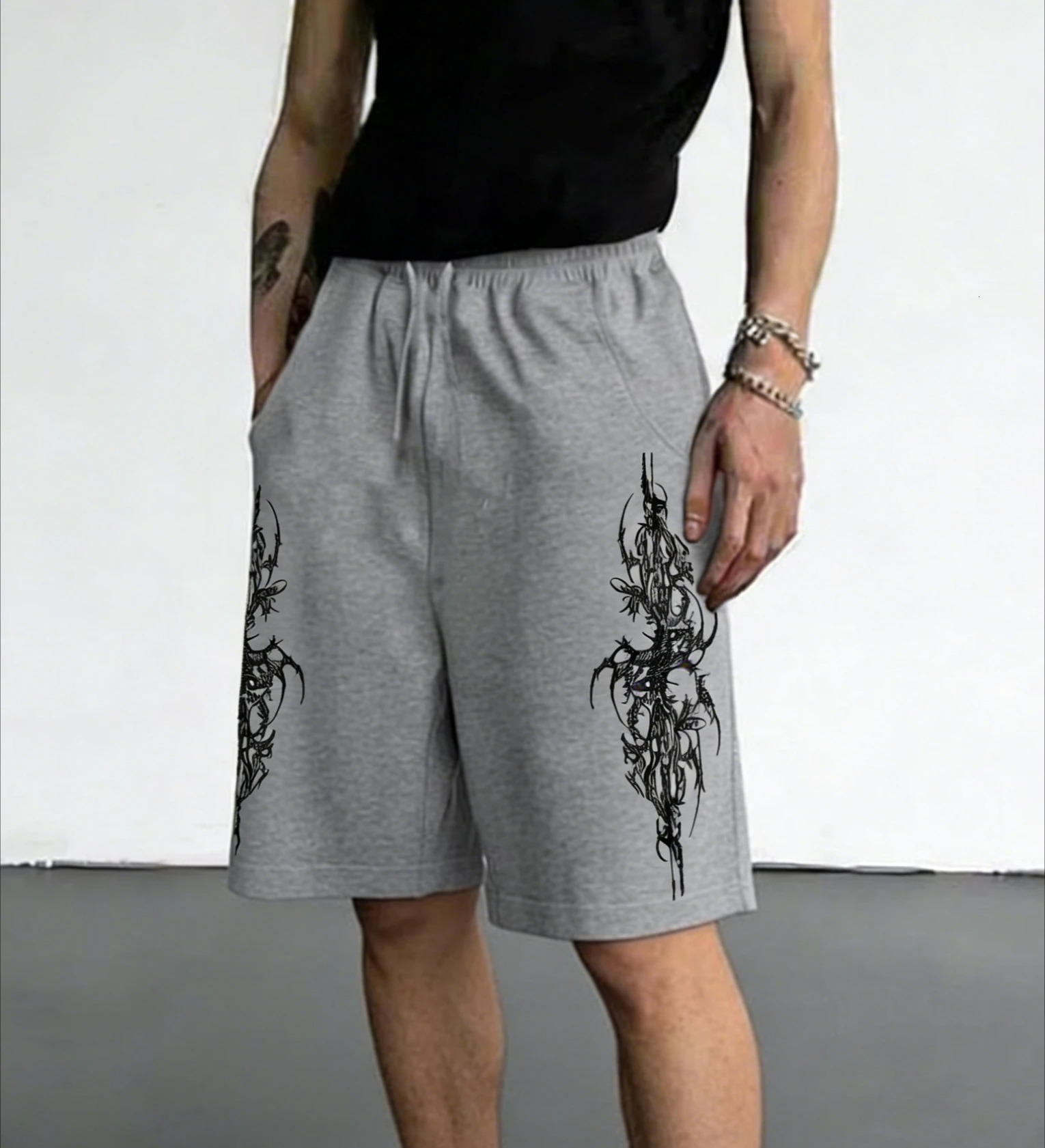 2026 Selling Fashion Hip-hop Gothic Texture Mens 3D Printed Street Wear Casual Sports Outdoor Jogging Shorts Large 260327