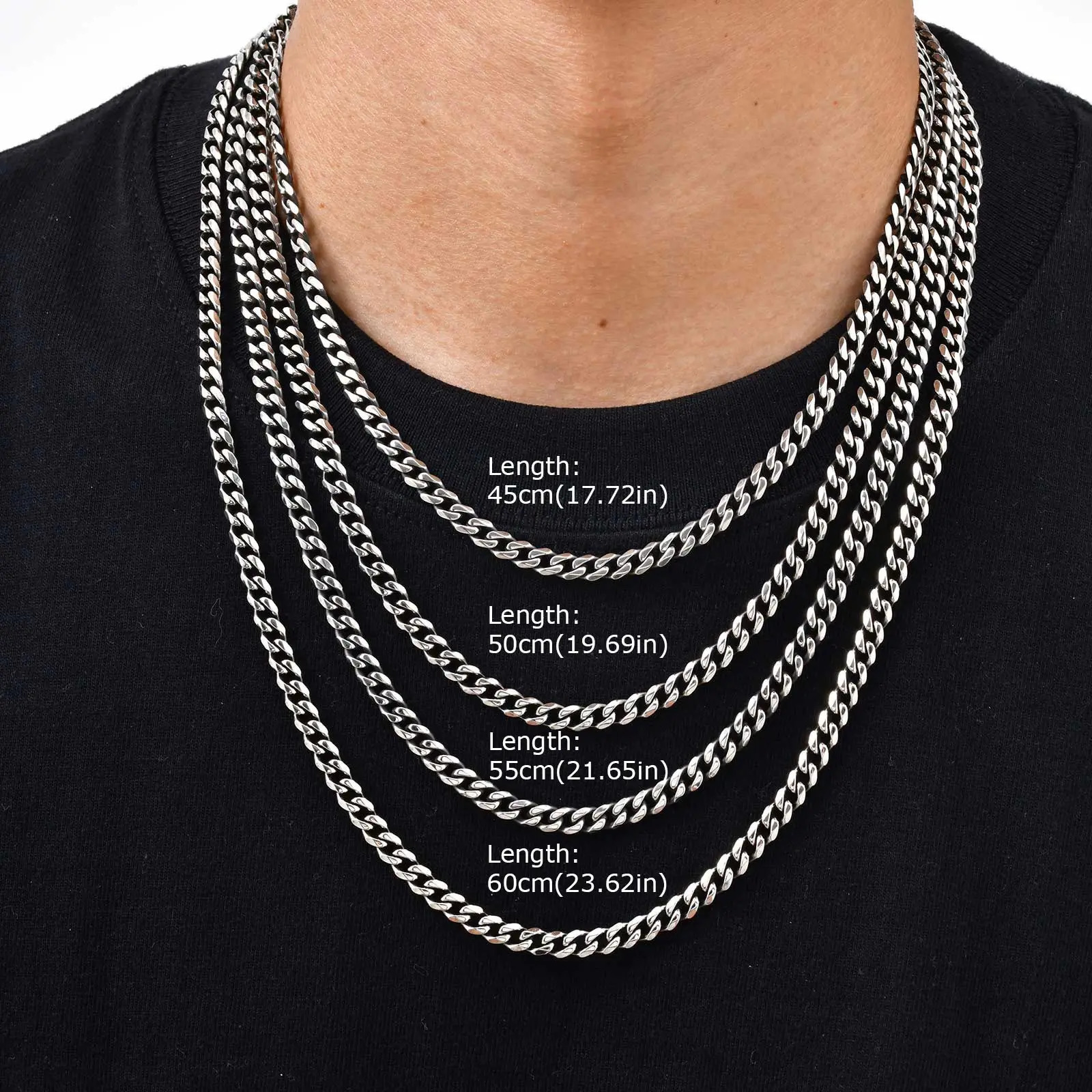 Vintage Chain Necklace for Men Boys357mm Retro Grey Stainless Steel CollarsRock Punk Antique Jewelry Gifts 260327