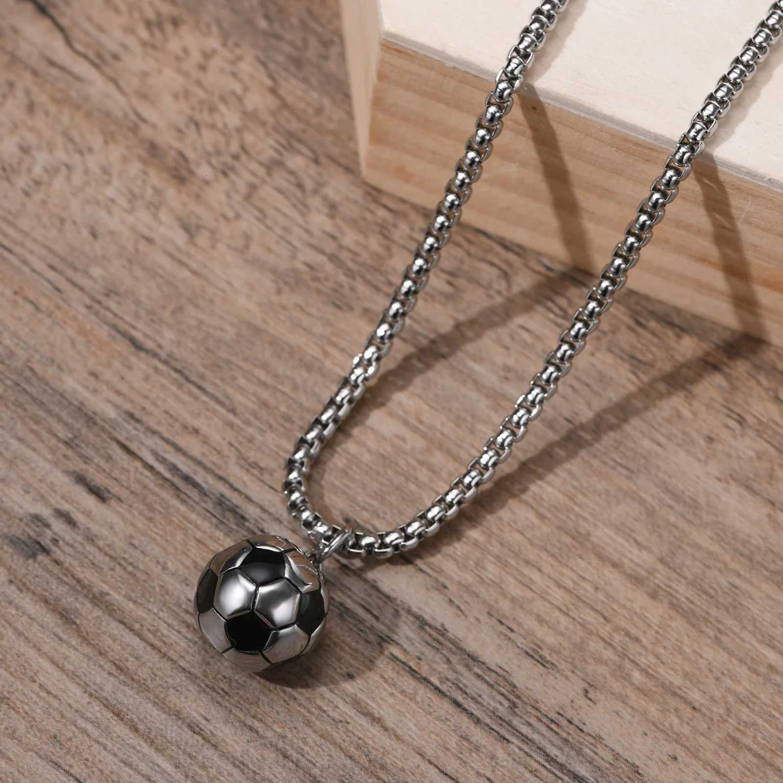Stainless Steel 3D Football Necklaces for Mens BoysSolid Ball Stainless Steel Pendant NecklacesWorld Cup Football Fan Gifts Z260330