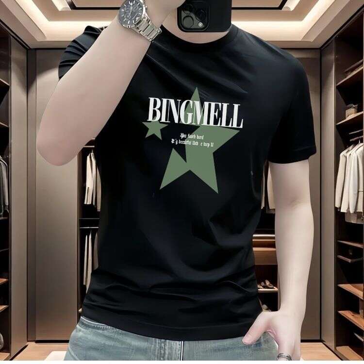 American-Style Mercerized Cotton Printed New Men's Short-Sleeve T-Shirt, Versatile With European And American Lettering, Summer Slim-Fit Trendy H