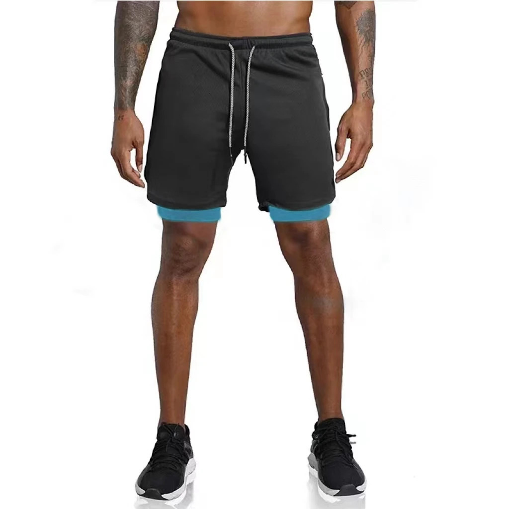 Men Sport Shorts Summer Sportswear 2 In 1 Short Pant Double-deck Training Workout Clothing Male Tight Gym Fitness Running Shorts 260330