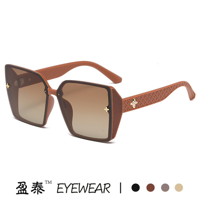 Luxury Brand Designer Sunglasses Four-Leaf Clover Luxury Shiny Sunglasses For Women, Trendy Tiktok Style, Large Frame Sunglasses, Fashionable Light Lu