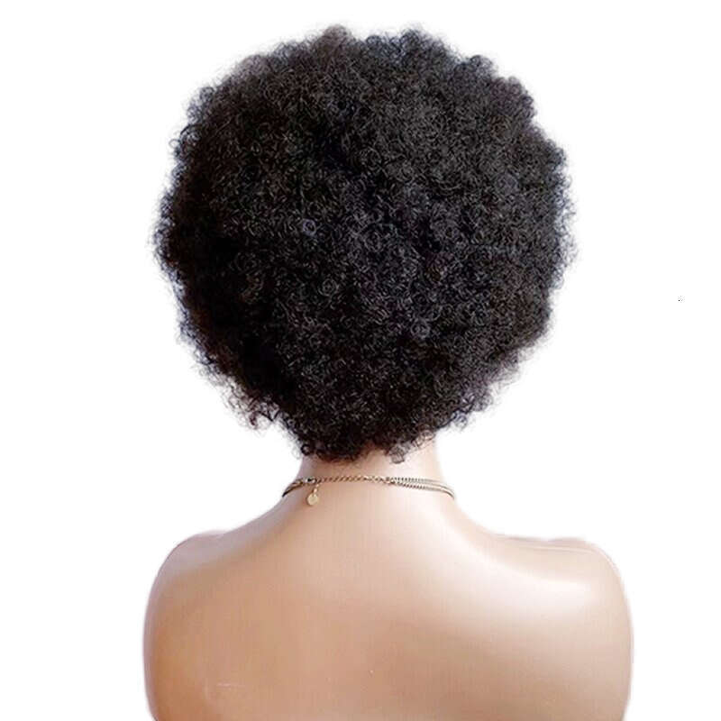 Cross-Border Foreign Trade Lace Front Wool African Caterpillar Short Curly Hair Fluffy Afro With Braided Fringe VMS