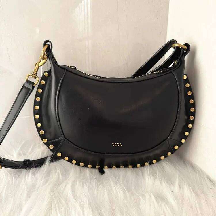 Classic Half Moon Design Gold Rivet Bag Retro Handbag With Single Shoulder Strap TIANOUDAISHU