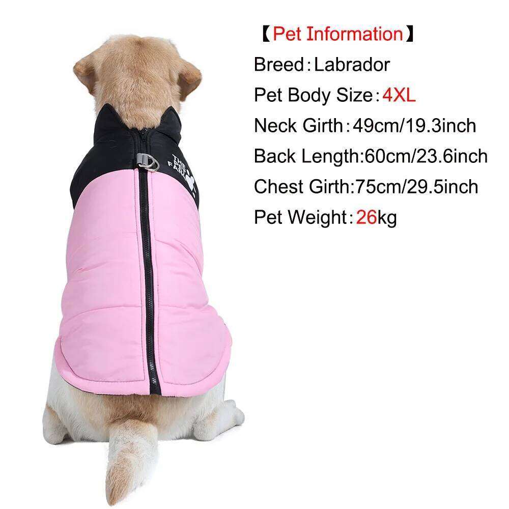 Big Pet Dog Jacket For Small Large Dogs Cats Winter Windproof Coat Waterproof Puppy Clothes With D-ring Labrador Bulldog Costume