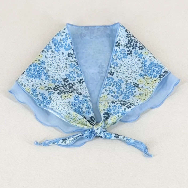 N And Ese Style Artistic Fresh Color-Blocked Tencel Cotton Diamond-Shaped S, Spliced Triangle For Women, Floral Breathable Heads, Small Neck Qian Pan