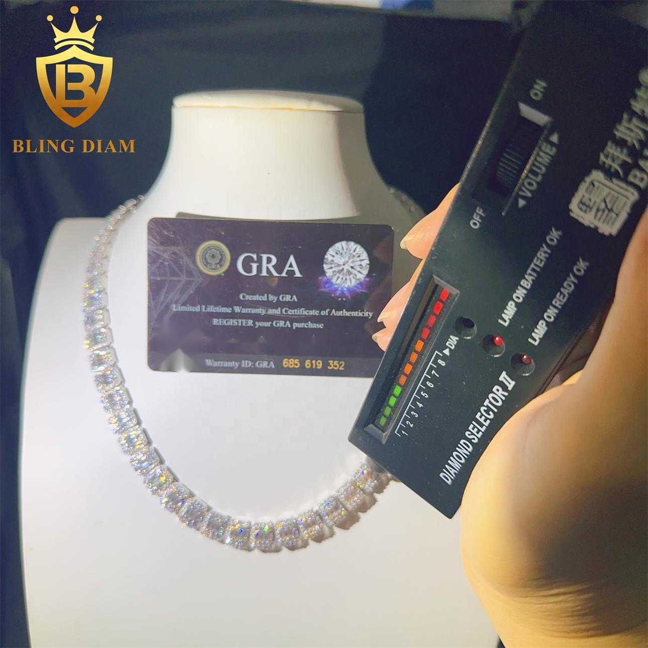 9mm Hip Hop Jewelry Iced Out Moissanite Diamond Sterling Silver 925 Cuban Link Chain Lab Grow Diamond Necklace