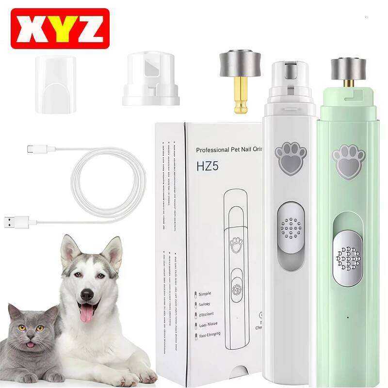 Electric Dog Grinder Clipper USB Rechargeable Pet Nail Trimmers Painless with Polisher Wheel for Small/Large Pets