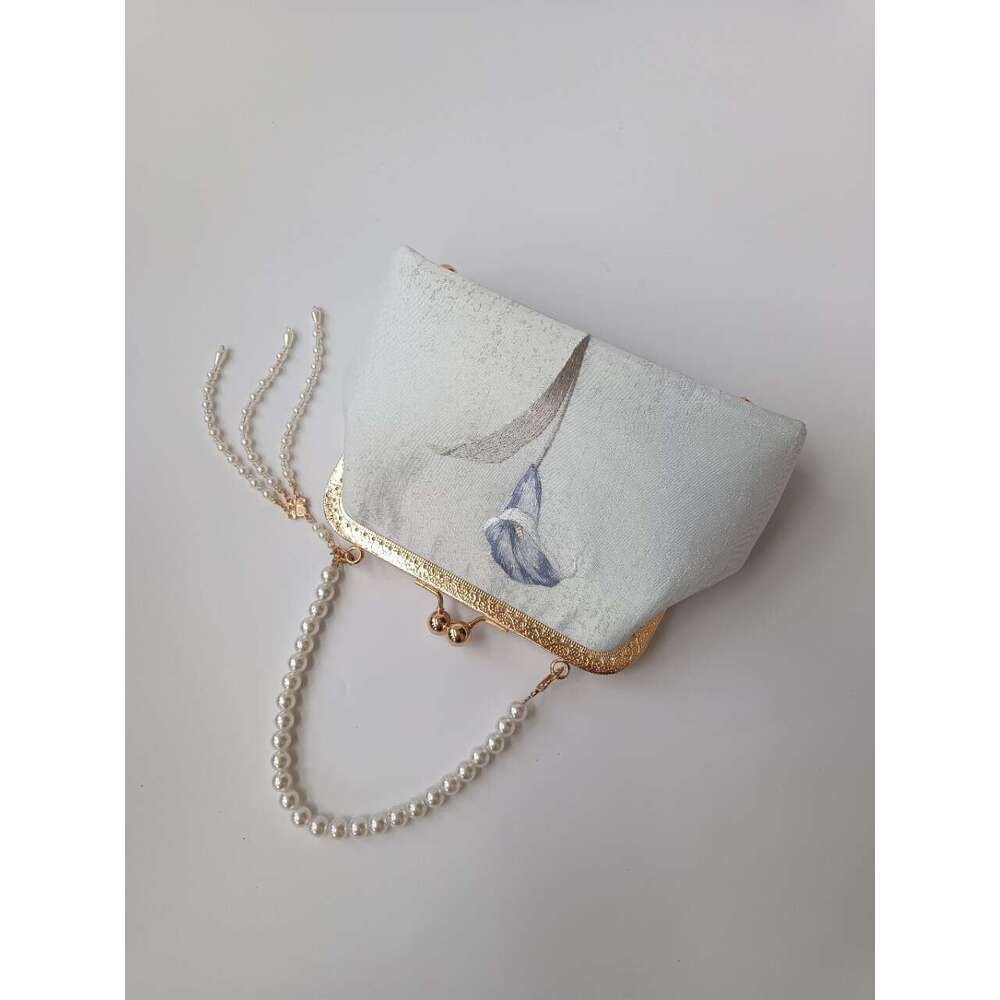 Chinese-Style Hanfu Crossbody Handbag With Ethnic Retro Embroidery, Gold-Rimmed Cheongsam Bag, Mobile Phone Bag Chinese Embroidery Fashion Tote