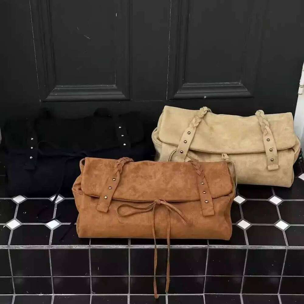 Twisted Strap Shoulder Brushed Suede Tote With Magnetic Clasp Underarm Carry Bag Large Capacity XIU LAI SI