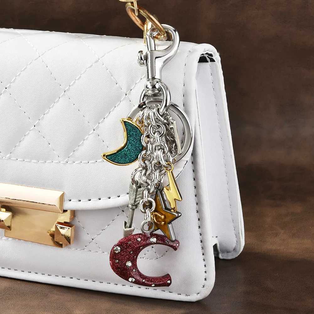 New Alloy Moon Stars Keychain Keyring Cute Bags Pendant Cartoon Car Key Chain Z260330
