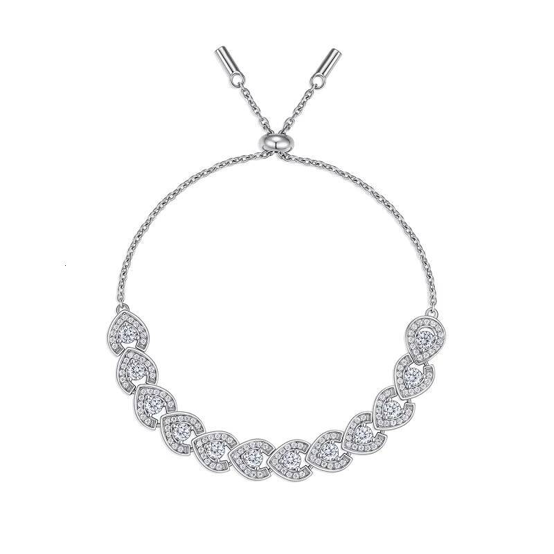 Factory Wholesale Jewelry Ajustable Chain Gem Bracelet 925 Sterling Silver Bracelet Muti-gem Fine Women Moissanite Bracelet