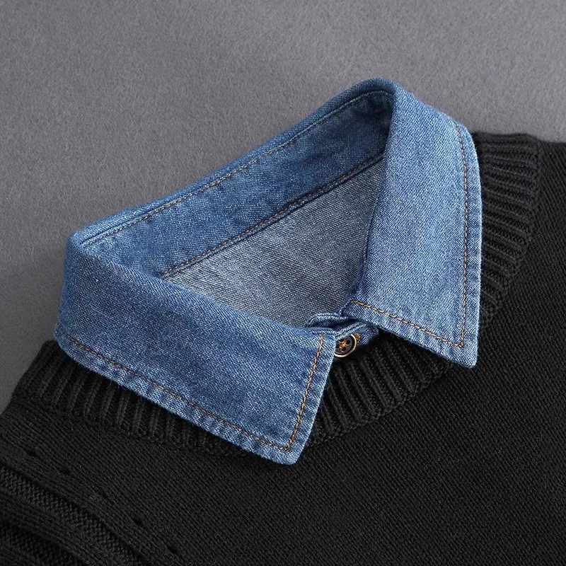 Korean Denim Shirt Fake Collar for Sweater Hoodie Half Shirt Detachable Collar Decorative Womens Neckwear Fuax Cols 260325