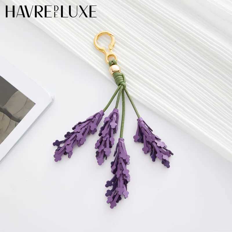Lavender leather bag charm for women bag purple flower keychain bag pendant decoration high luxury girl gift bag accessories Z260330