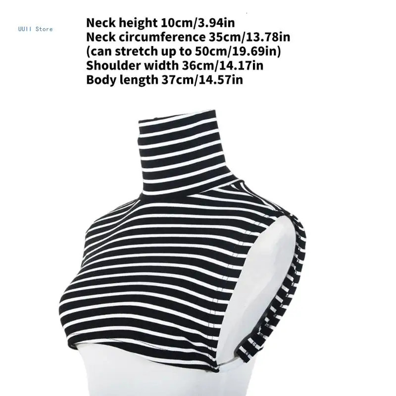 Multipurpose Detachable Mock Turtleneck Collar for Women and Men Solid Color Striped High Neck False Collar Half Top 260325