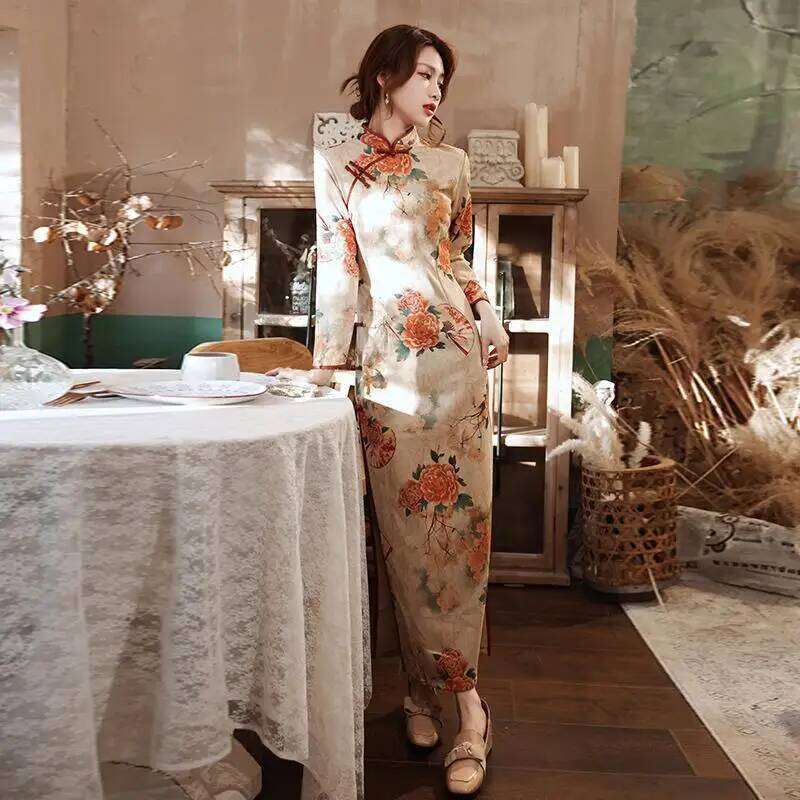 Chinese Style Women's Cheongsams Improved New Qipao Dress For Spring Autumn MAKOUFEI