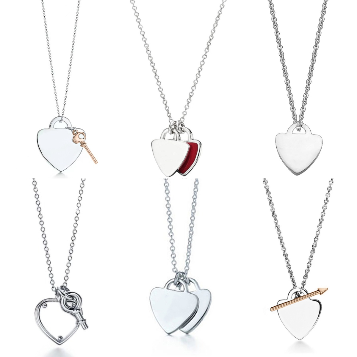 stainless steel jewelry heart necklace pendant chain higt quality fashion silver plated red toggle heart necklaces luxury necklace for woman girlfriend gift