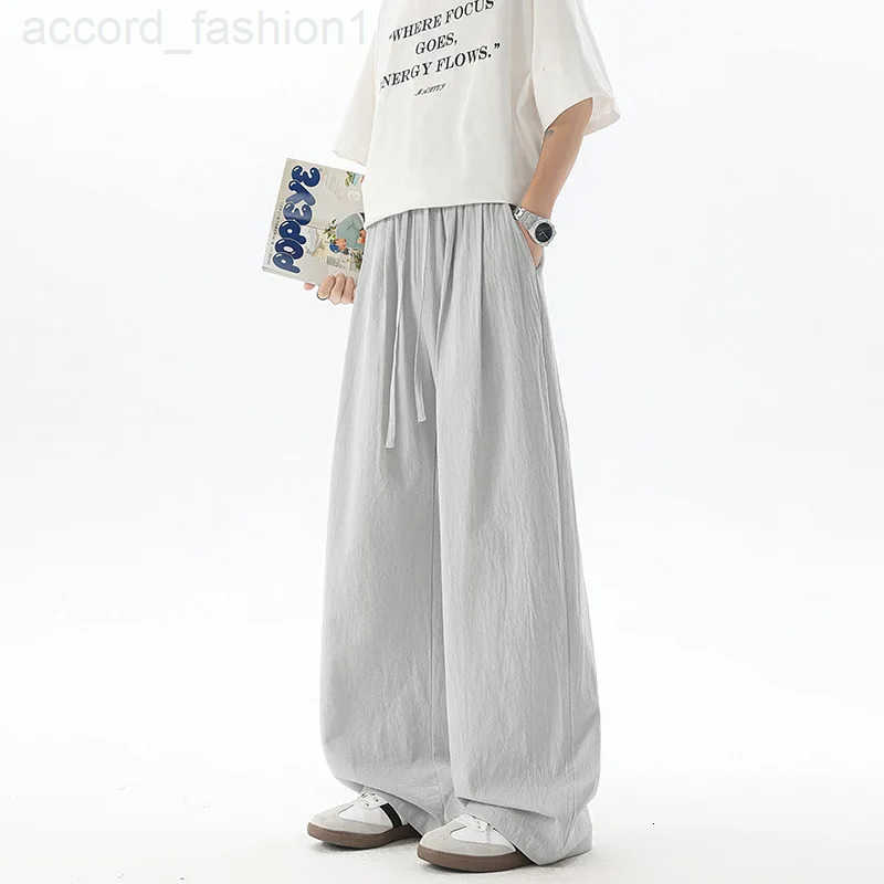 2026 New Trousers Chinese style mens cotton linen casual crotch pants ethnic style plus size cotton and linen wide leg pants H260330