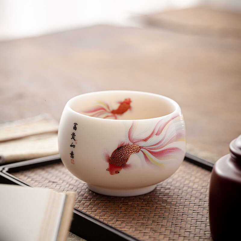 White Jade Porcelain Master Unglazed Kung Fu Cup High-end Household Ceramic Small Tea Bowl Business