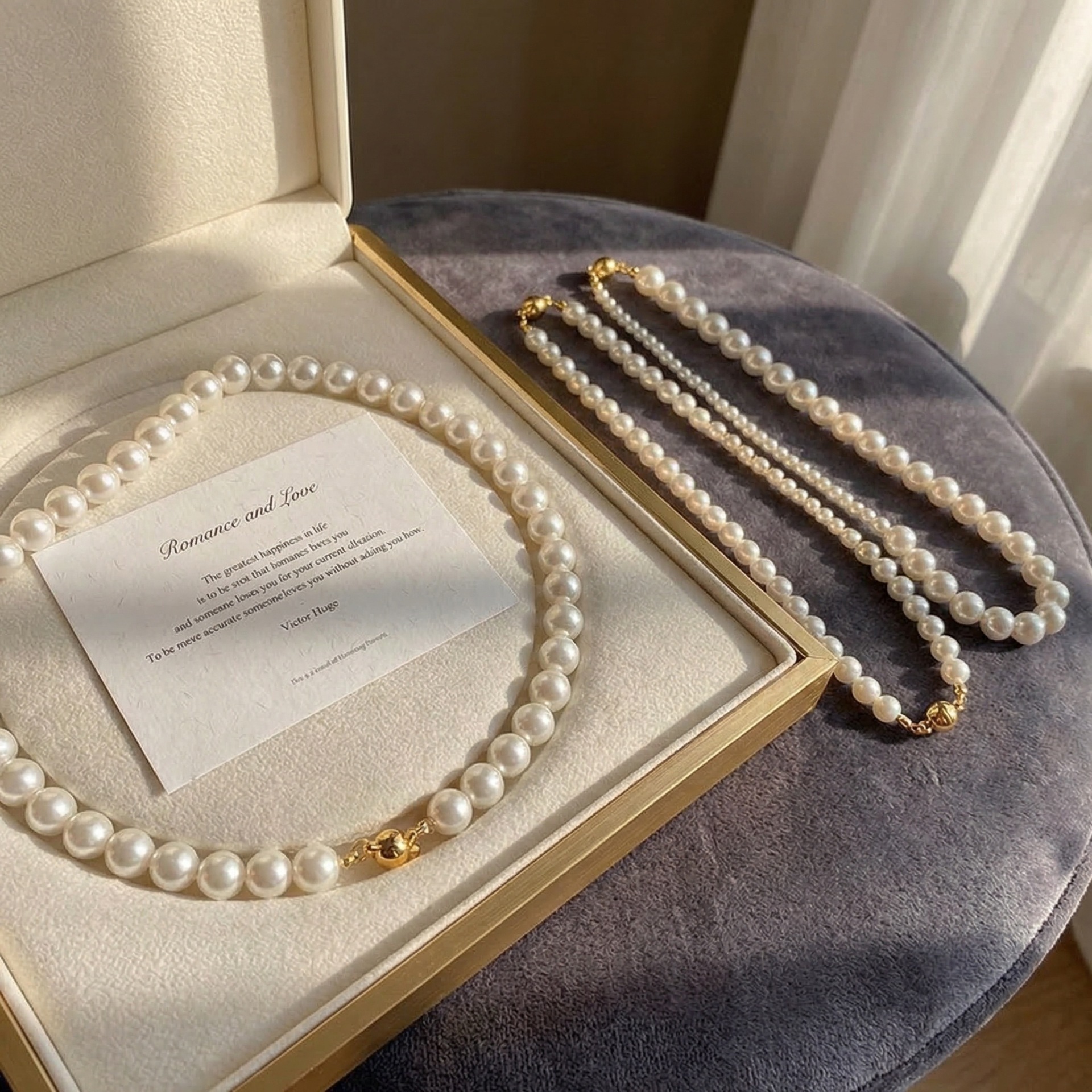 Designer Luxury New Magnetic Snap-on Pearl Round Necklace Accessory For Women, A Small And Exclusive High-end Collar Chain With A Lock Design.