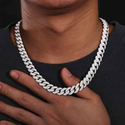 925 Silver Moissanite Luxury Cuban Chain Vintage Style Womens Necklaces for Gift Anniversary Wedding Party Engagement