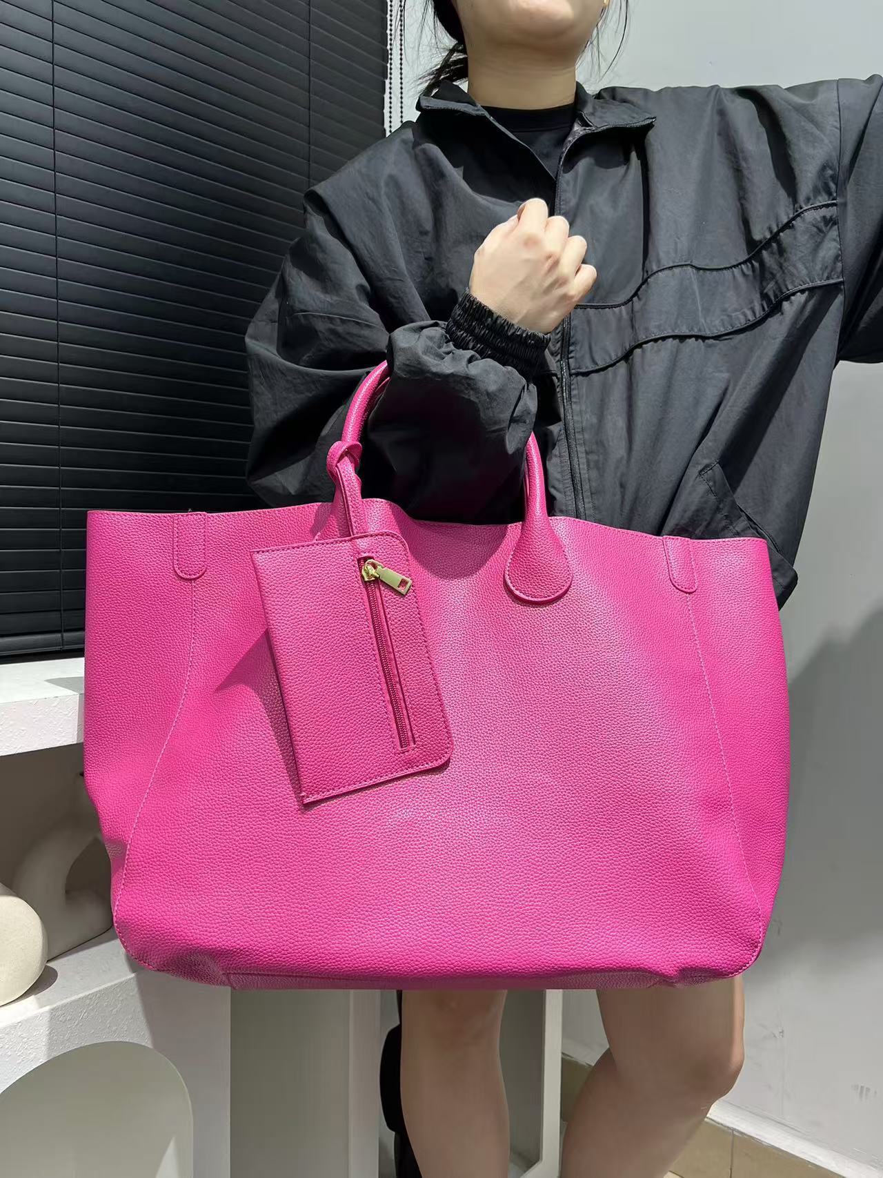 TB BHULAMTE Luxury Brand Fashion Bag Women's Fashion Soft Leather Tote Bag Large Capacity Simple Solid Color Trendy Shoulder Bag