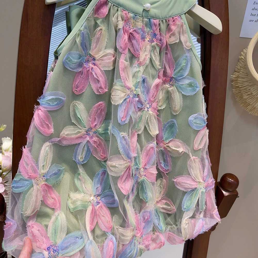 Bear Leader Girl Dress 2025 Summer New Girl Dress Princess Dress Little Girl Fashion Colorful Flower Yarn Dresses Kid ClothesT260330