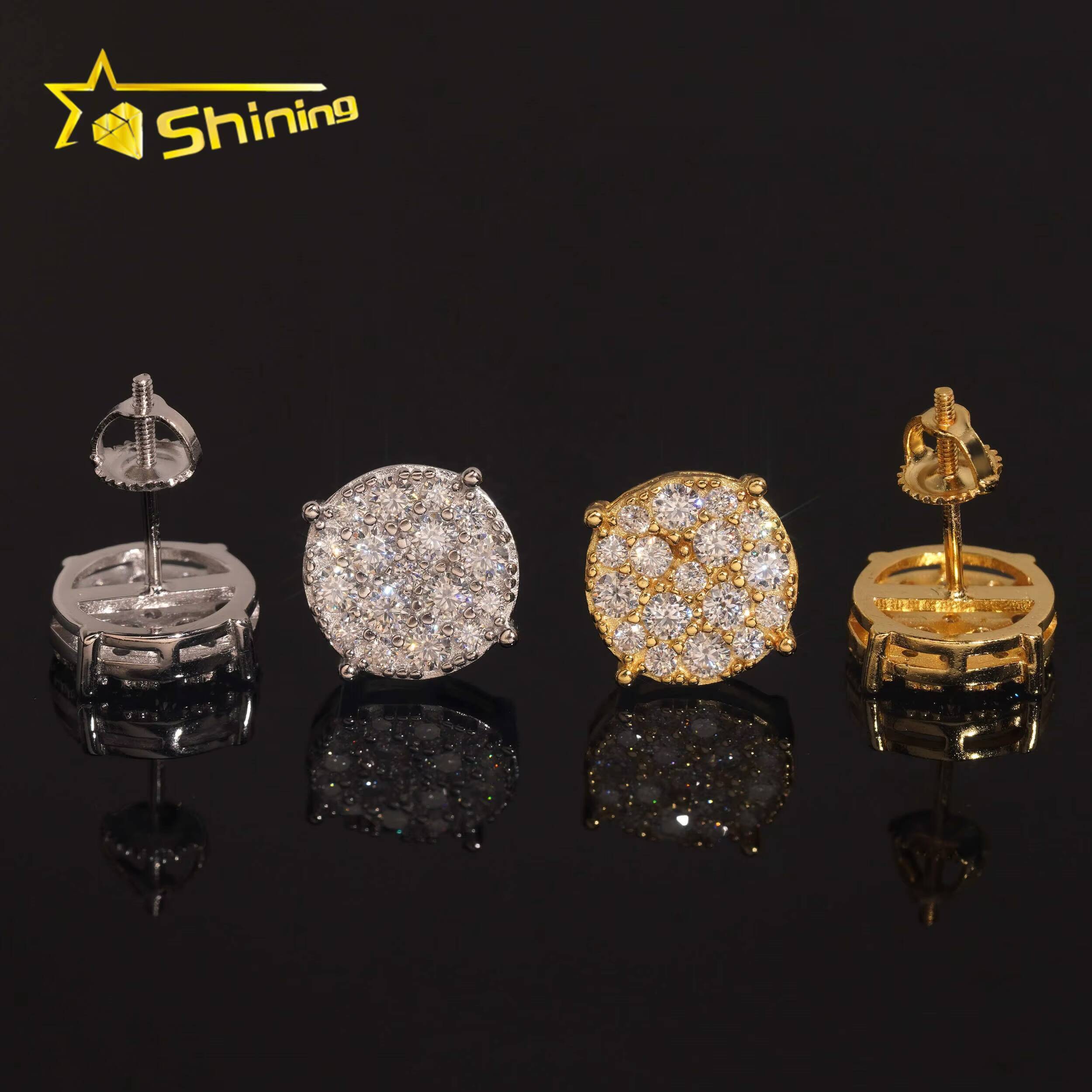 USA Warehouse Fast Shipping Sterling Silver 925 Iced Out VVS Moissanite Lb Diamond Fine Jewelry Stud Earrings