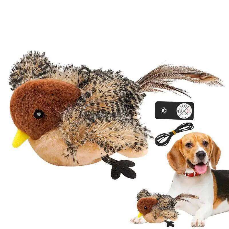 Flappy Interactive USB Rechargeable Pet Cat Plush Flapping Bird Toy Stimulate Hunting Instincts Remote Control