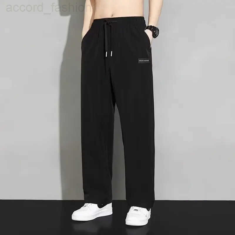 2024 Straight Wide Leg Jogger Pants For Mens Summer Thin And Quick Drying Loose And Hanging Sports And Casual Mens Fashion H260330