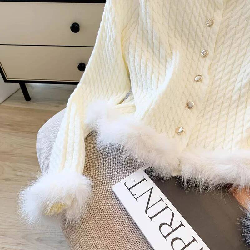 Chic Casual Knit Cardigan Women Long Sleeve Button Hairy Patchwork Solid Sweater Simple Office Lady O Neck Elegant New Outwear