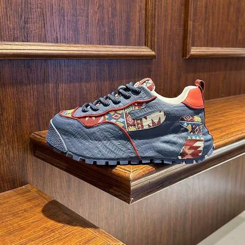 Free shipping Large Size 48 Thick Sole Height-Increasing Fashion Color-Block 2026 Pure Season New Breathable Versatile Low-Top Casual Men's Shoes
