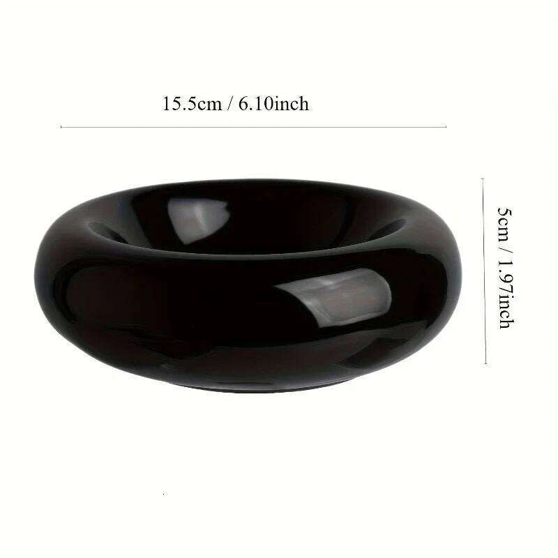 Ceramic pet donut dispenser, Dudu cat food spill proof water bowl, snack bowl 26W0330