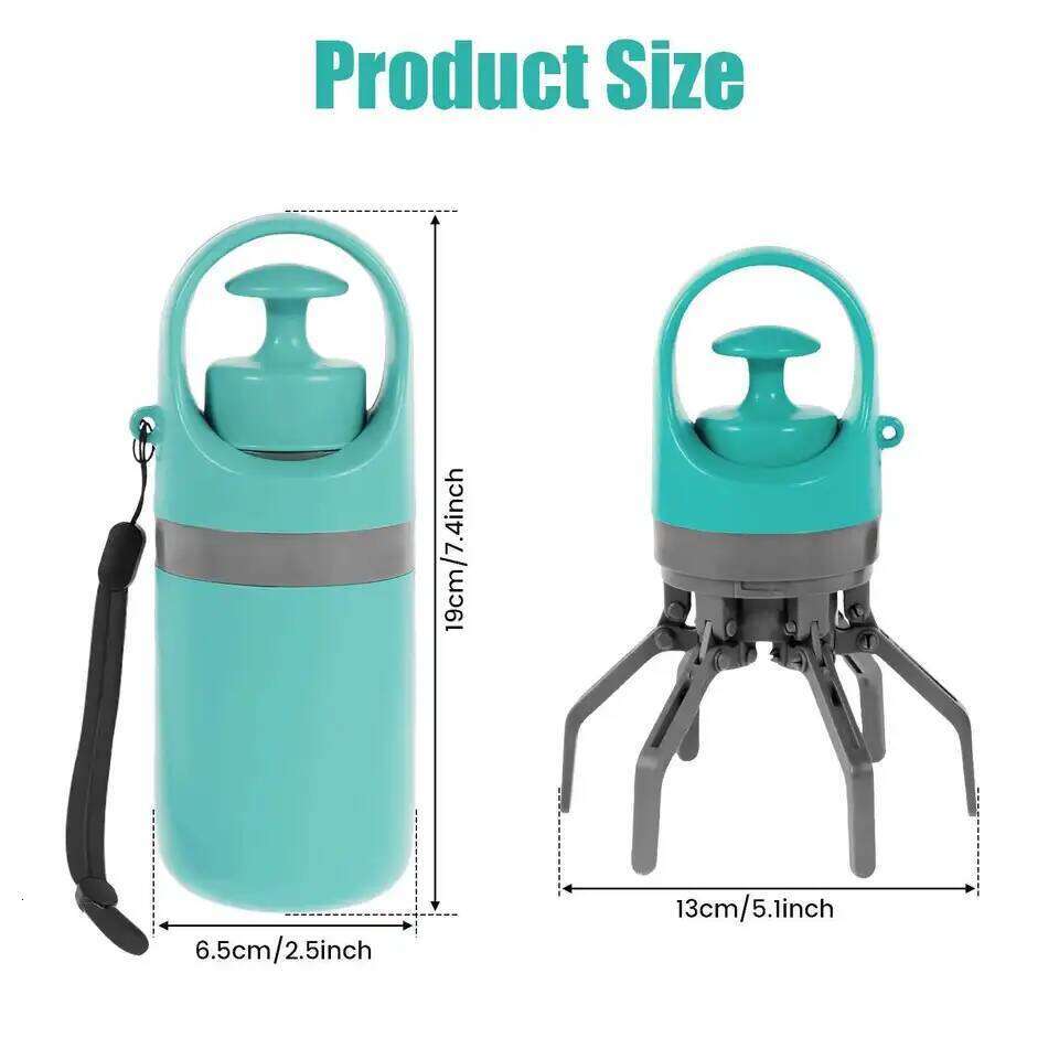 Portable Dog Pooper Scooper Outdoor Waste Pick-up Cleaner Built-in Garbage Bag Handheld Pet Poop Grabber No Touch Design