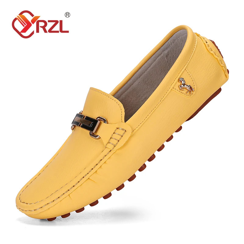 YRZL Shoes Men Handmade PU Leather Loafer Casual Driving Flats Slip-on Shoes Comfy Moccasins White Loafers Shoes for Men 260330
