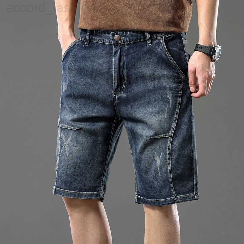 Summer Thin Patchwork Denim Shorts for Men 2026 New Model Mens Loose Straight Jeans Large Size 28-44 H260330