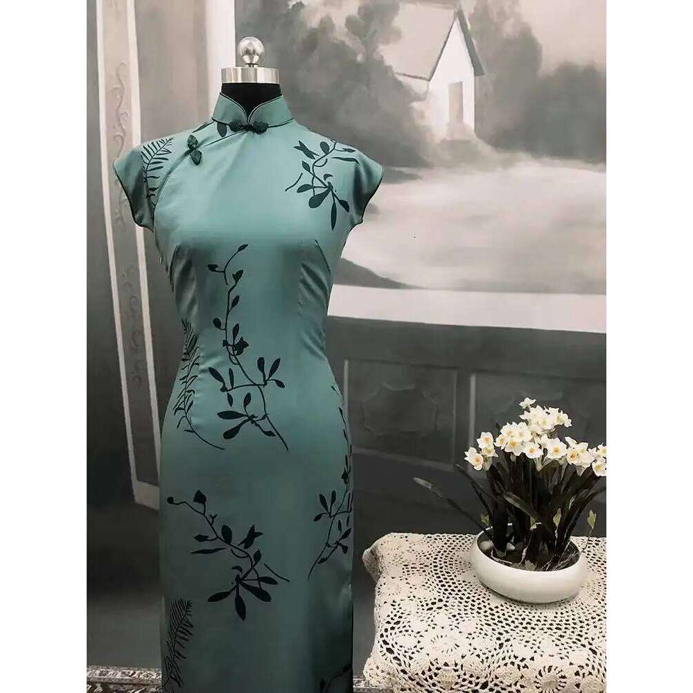 Tang Wei Movie Lust, Caution Long Cheongsam Hong Kong Style Luxury Women Qipao Cheongsam Long Dress MAKOUFEI