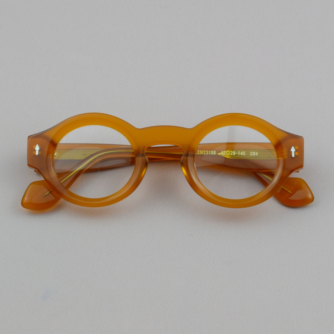 57359 Round Thicken Acetate Spectacle Frame Fashion Rivet Optical Glasses Men Lady Vintage Prescription Eyeglass 240712