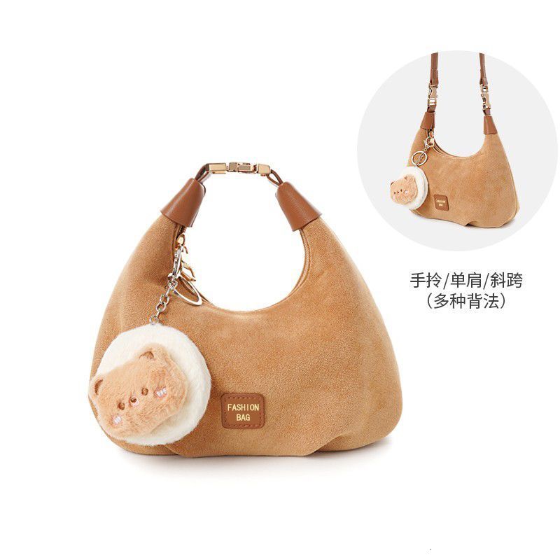 Everyday versatile style 2025 autumn new handbag, fashionable and simple suede crossbody underarm bag for women